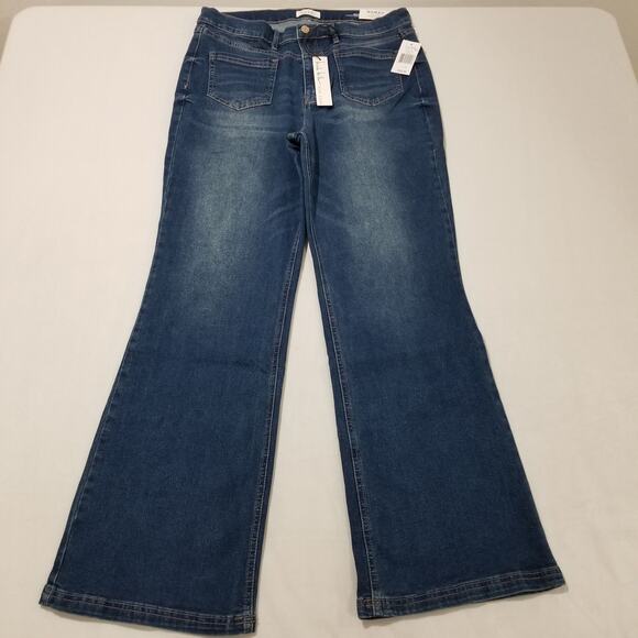 Nicole Miller Jeans 14 Nomad Super High Rise Flare Sailor Patch Pockets Yoke NWT